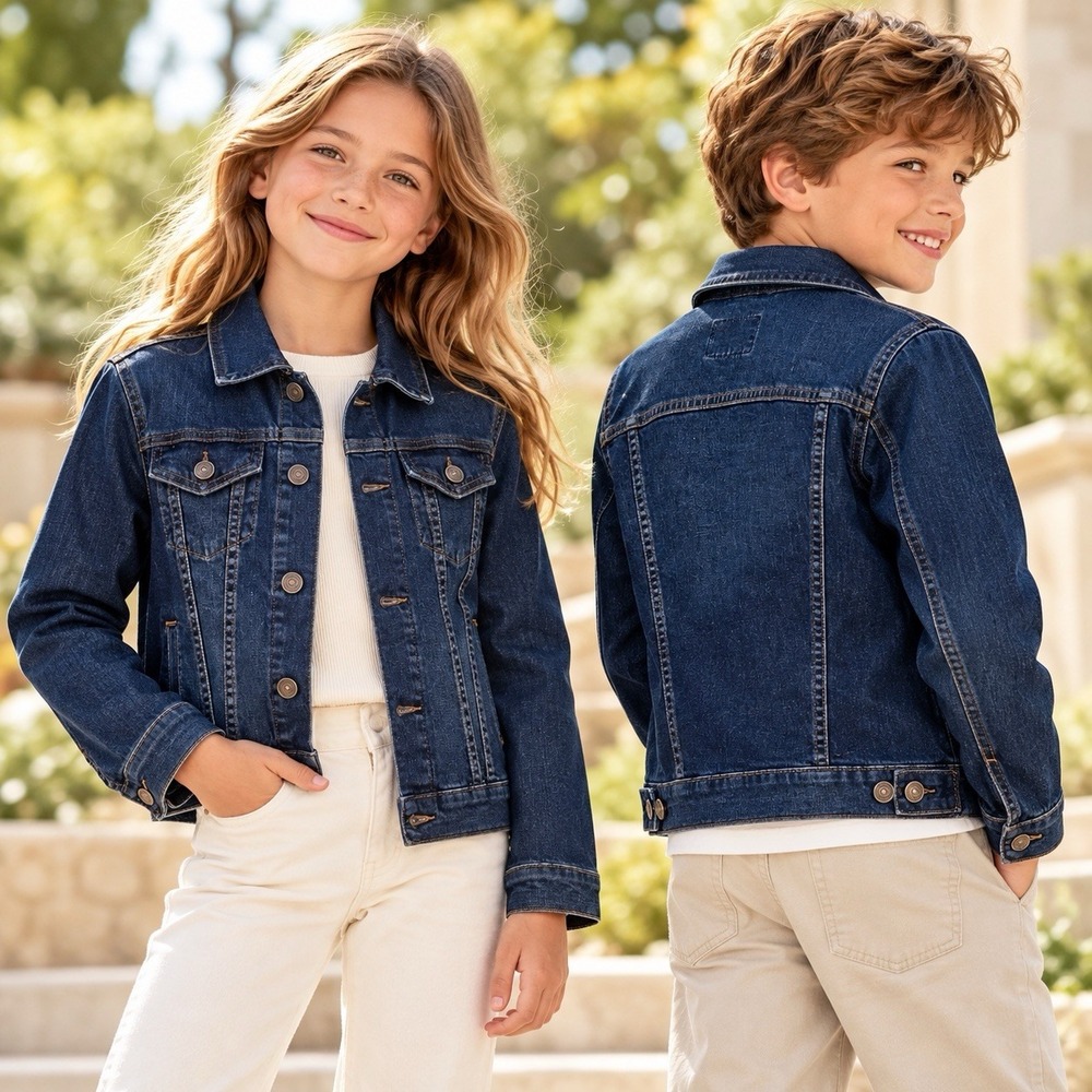Polo Ralph Lauren Kids Denim Trucker Jacket Size M 10 Blue Stretch Jean Coat